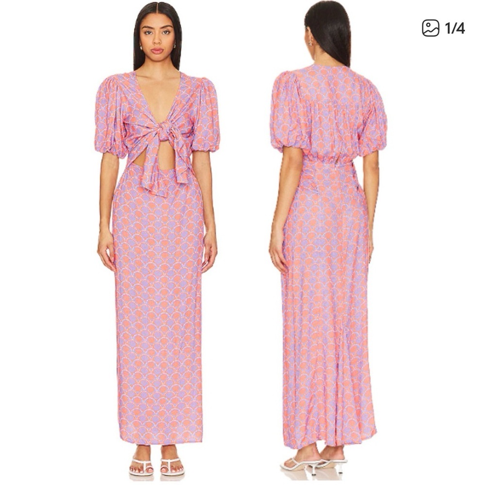 Beach Riot Pink Purple Shell Maxi Dress Summer Resort Luxury Reformation M